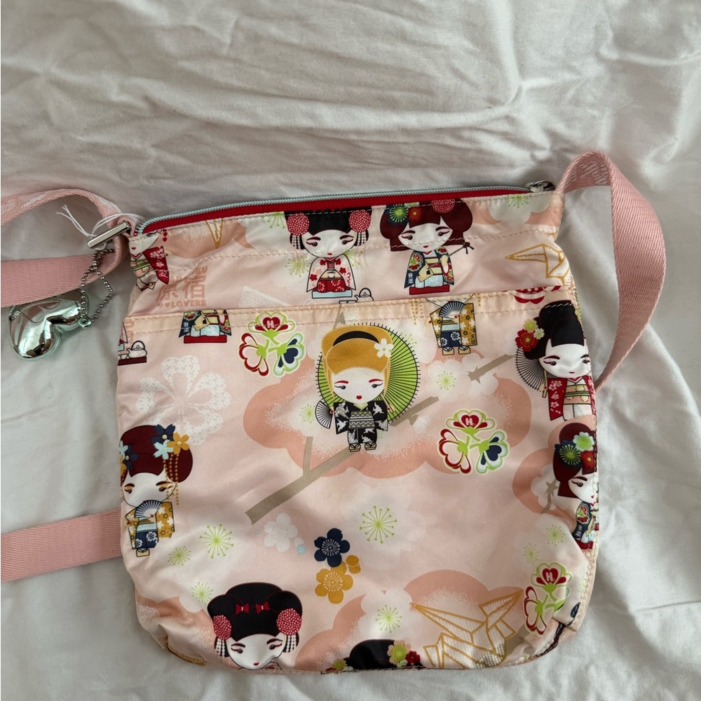 Pink Harajuku Print Crossbody Bag